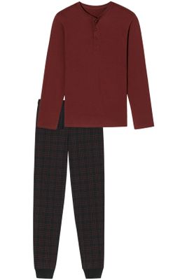 Schiesser Schiesser pyjama rood navy geprint 100% katoen
