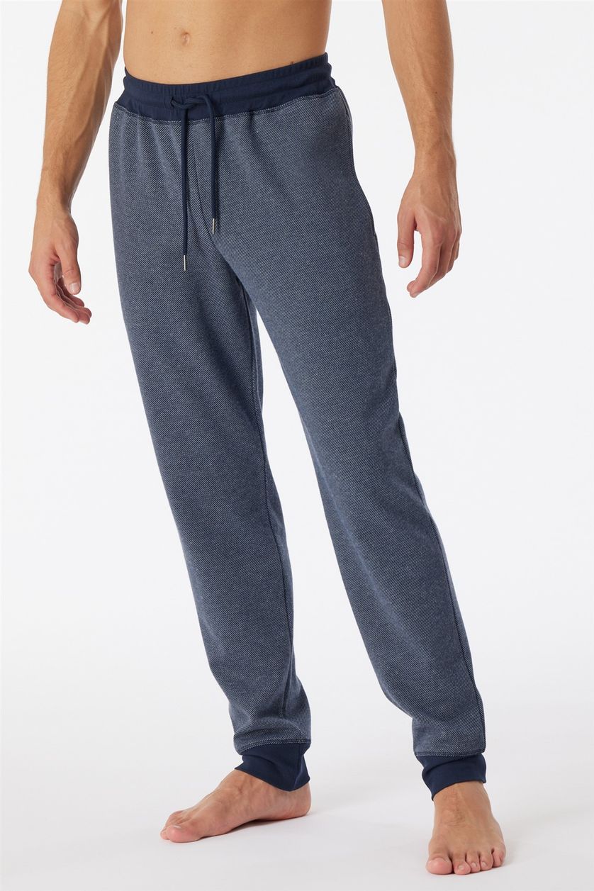 Schiesser pyjamabroek donkerblauw met print katoen