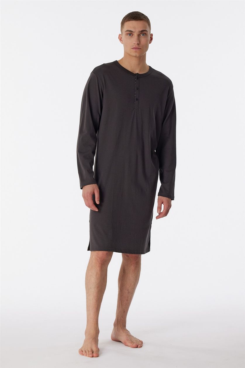 Donkergrijze uni Schiesser nachthemd 100% katoen Comfort Nightwear