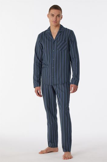 Schiesser pyjama donkerblauw gestreept