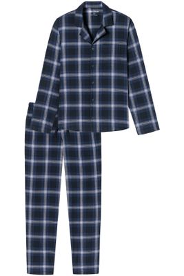 Schiesser Schiesser Warming Nightwear pyjama navy geruit katoen