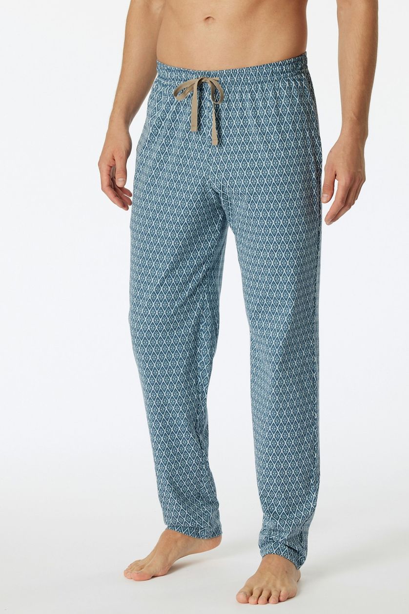 Blauwe Schiesser pyjamabroek geprint katoen