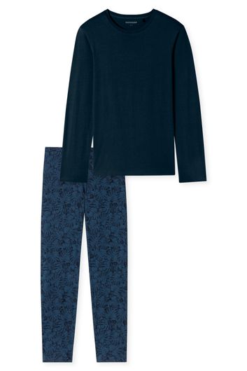 Schiesser pyjama donkerblauw geprint katoen