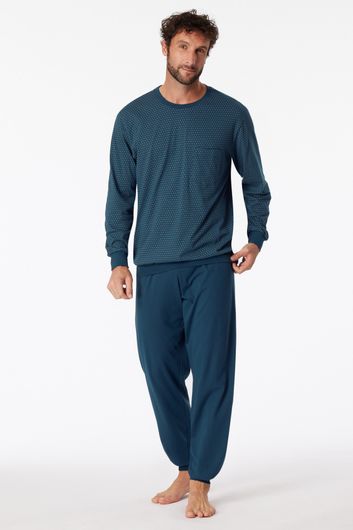 Schiesser pyjama blauw geprint katoen