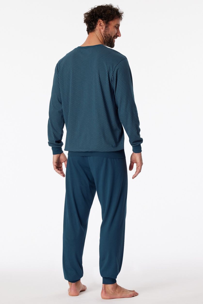 Gestipte Schiesser pyjama blauw katoen