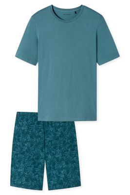 Schiesser Schiesser Casual Essentials shortama lichtblauw geprinte broek