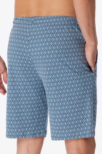 Blauwe Schiesser korte pyjamabroek geprint katoen
