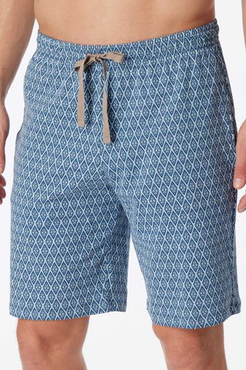 Blauwe Schiesser korte pyjamabroek geprint katoen