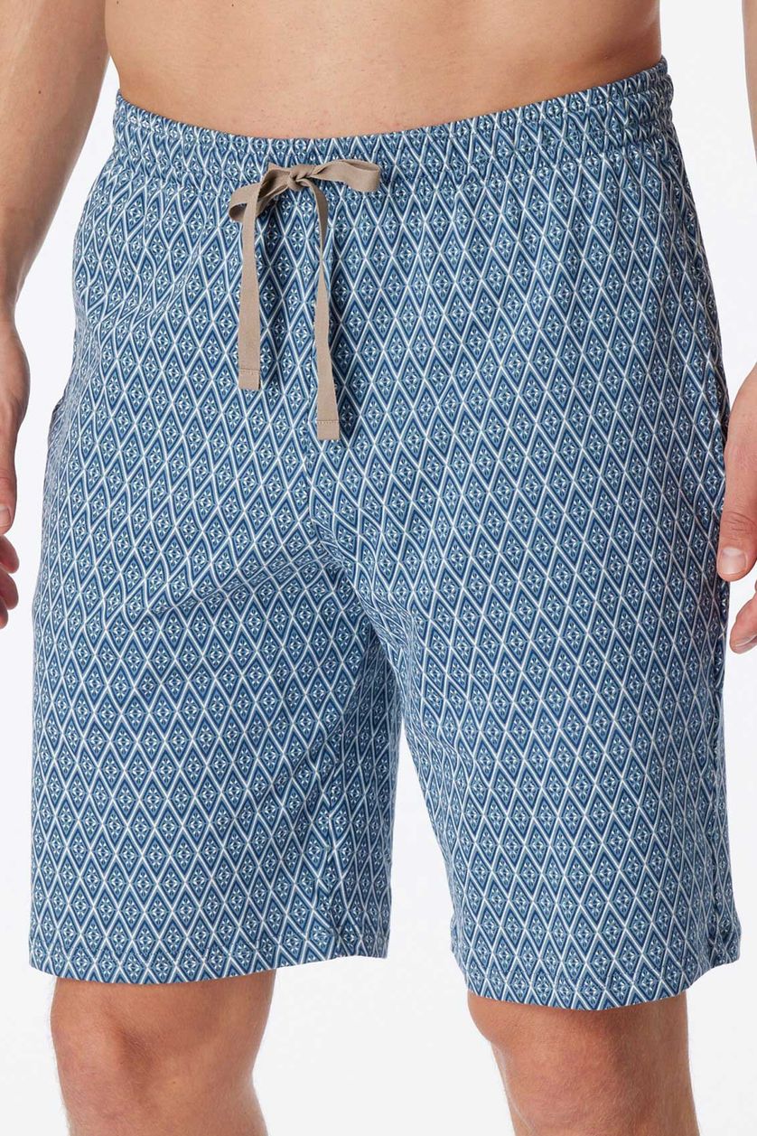 Korte pyjamabroek Schiesser blauw geprint katoen