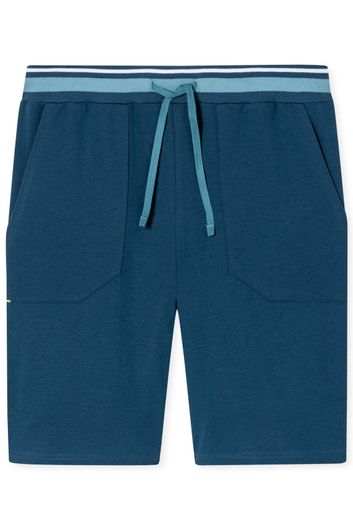Schiesser Mix+Relax korte pyjamabroek blauw effen