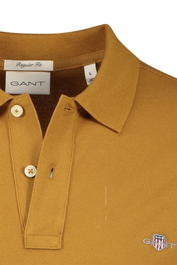 Gant heren polo shirt normale fit mosterd geel effen katoen