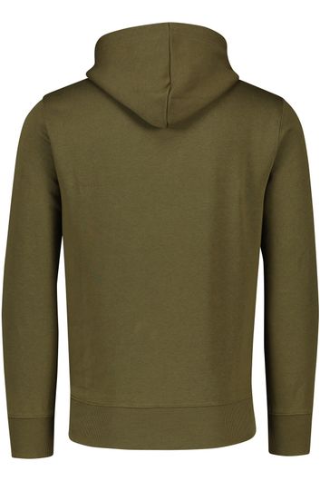 Gant hoodie groen met opdruk buidelzak