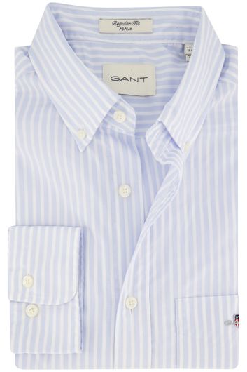 Gant casual lichtblauw gestreept overhemd regular fit katoen