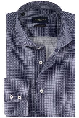 Cavallaro Cavallaro business overhemd slim fit blauw geprint katoen