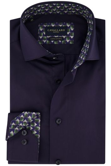 Cavallaro business overhemd katoen slim fit donkerblauw