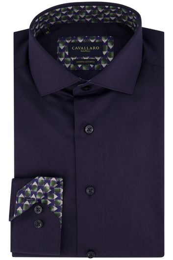Cavallaro business overhemd slim fit donkerblauw effen katoen