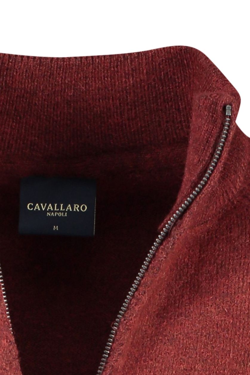 Cavallaro vest opstaande kraag rood rits effen acryl en wol 