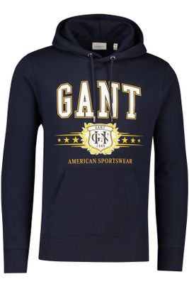 Gant Gant hoodie donkerblauw opdruk buidelzakken