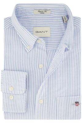 Gant Gant casual overhemd regular fit lichtblauw gestreept katoen