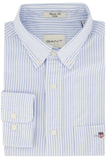 Gant casual overhemd regular fit lichtblauw gestreept katoen