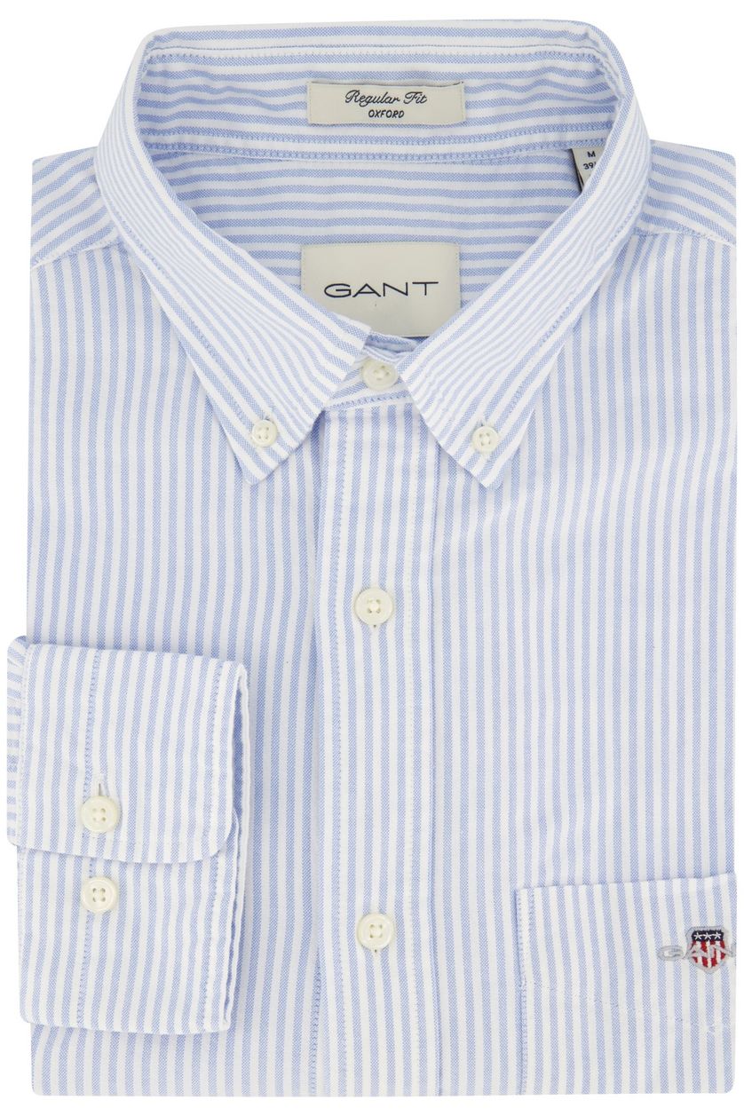 Gant casual regular fit overhemd lichtblauw gestreept katoen