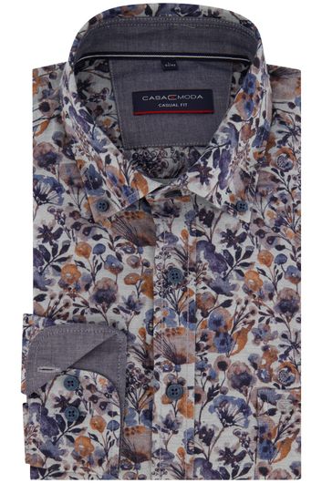 Casa Moda overhemd mouwlengte 7 casual fit blauw geprint katoen