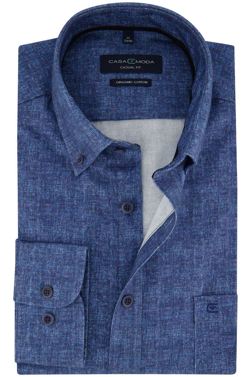 katoenen Casa Moda overhemd casual fit blauw geprint