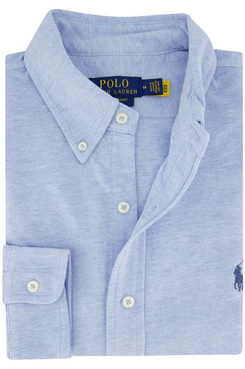 Blauw Polo Ralph Lauren casual overhemd normale fit effen katoen