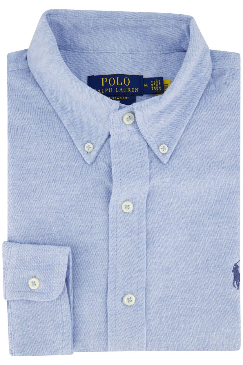 Polo Ralph Lauren knitted casual blauw effen overhemd normale fit