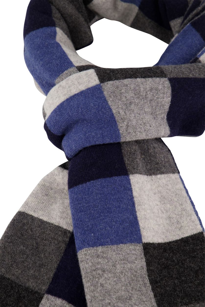 Profuomo grijs/blauw geruite sjaal wol