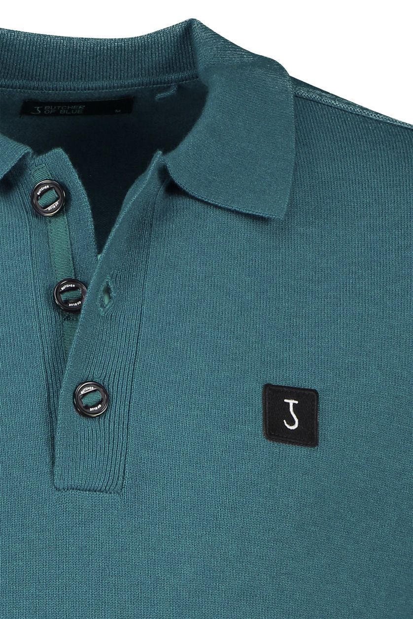 Butcher of Blue polo normale fit blauw effen turquoise