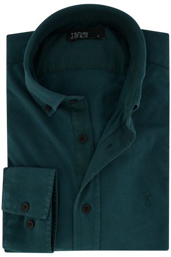 Butcher of Blue casual overhemd normale fit groen effen katoen