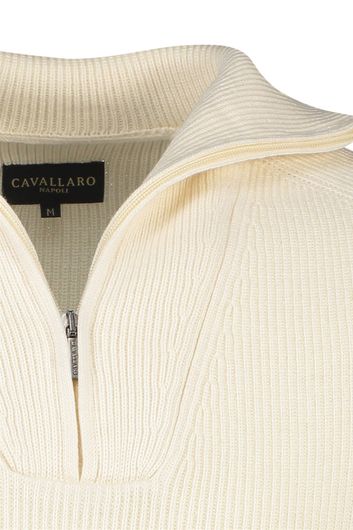 Cavallaro trui opstaande kraag wit effen wol
