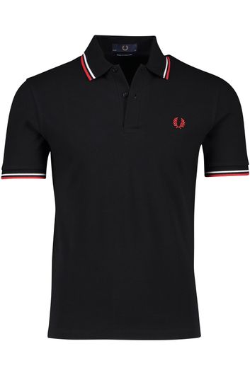 Fred Perry polo normale fit 2-knoops zwart katoen