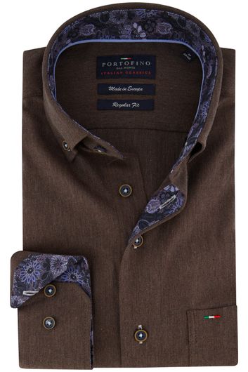 Katoenen Portofino overhemd regular fit bruin