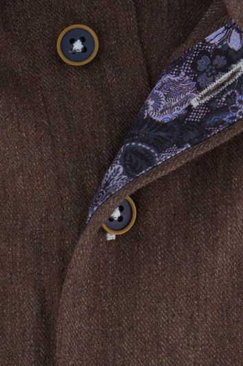 Portofino casual overhemd wijde fit bruin effen katoen