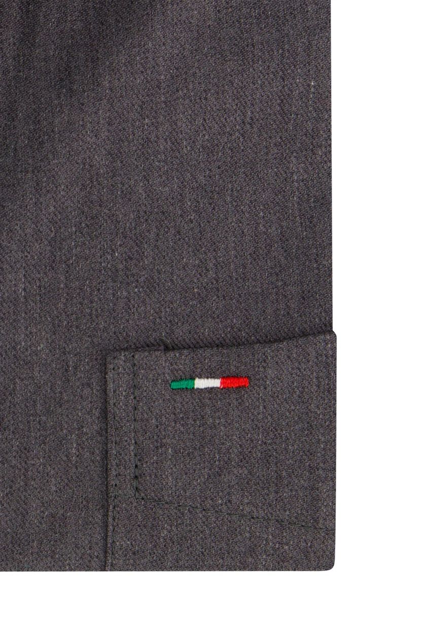 Katoenen Portofino overhemd regular fit grijs