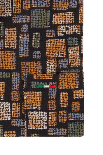 Portofino katoenen overhemd regular fit bruin geprint