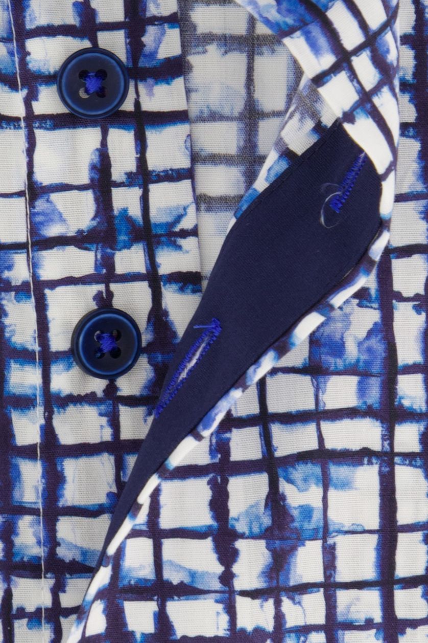 Portofino overhemd blauw Regular Fit katoen print