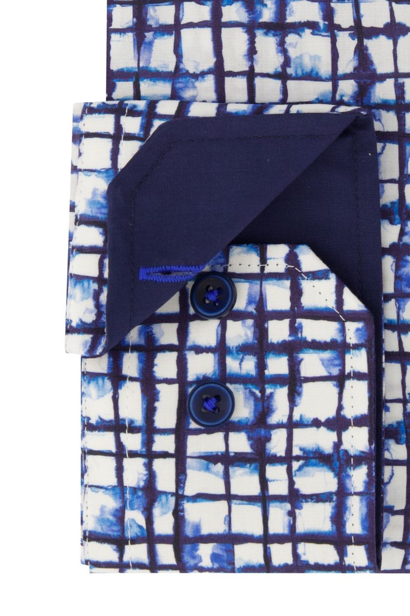 Portofino overhemd blauw Regular Fit katoen print