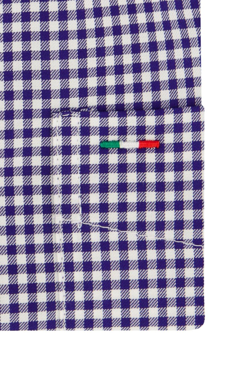 Portofino overhemd regular fit katoen donkerblauw geruit