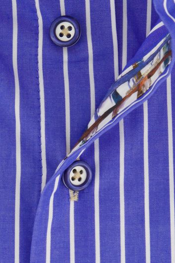 Portofino blauw gestreept regular fit katoen overhemd