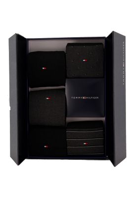 Tommy Hilfiger Tommy Hilfiger sokken zwart geprint katoen giftbox 6-pack