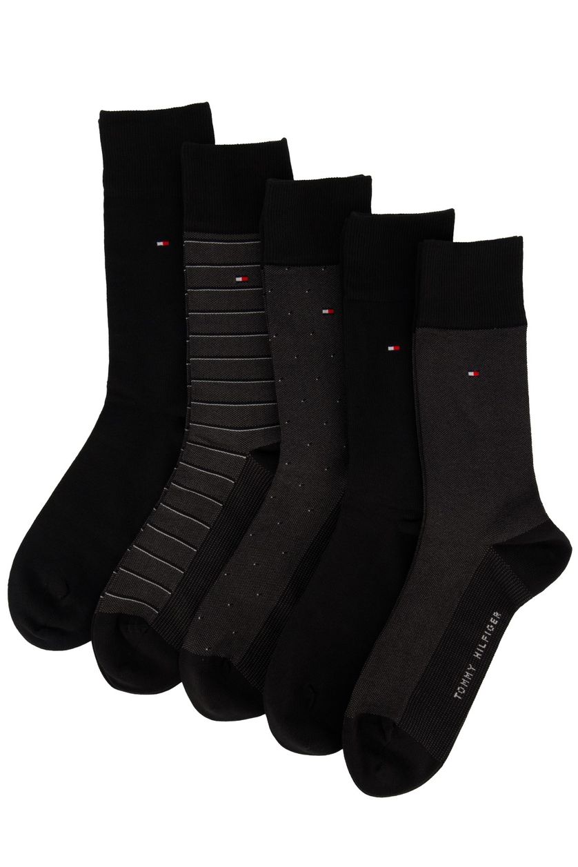 Tommy Hilfiger giftbox sokken zwart geprint katoen-stretch
