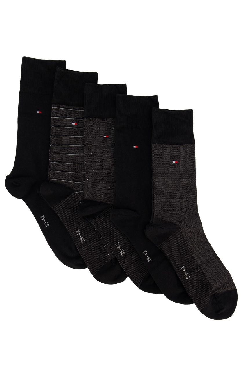 Tommy Hilfiger giftbox sokken zwart geprint katoen-stretch
