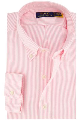 Polo Ralph Lauren Polo Ralph Lauren casual roze wit gestreept overhemd normale fit katoen