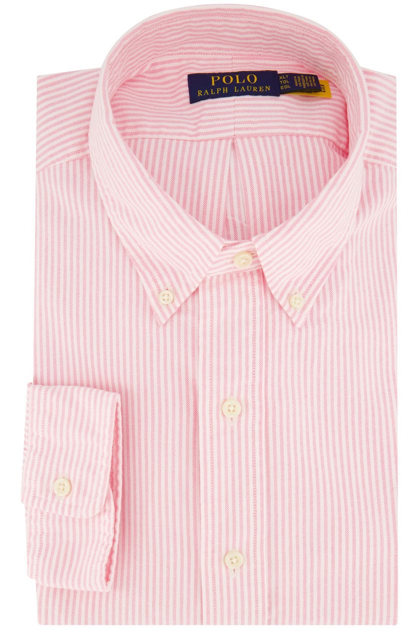 Polo Ralph Lauren casual roze wit gestreept overhemd normale fit katoen