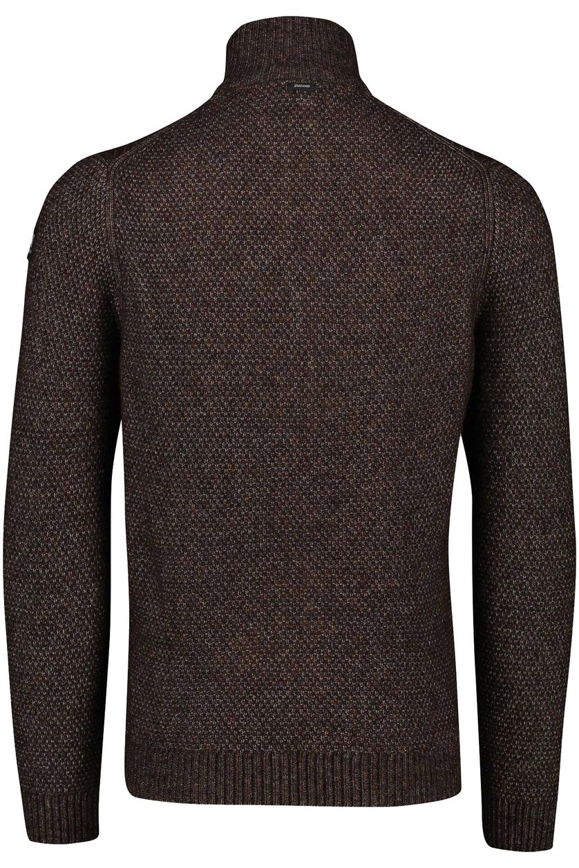 Vanguard donkerbruine half zip sweater structuur