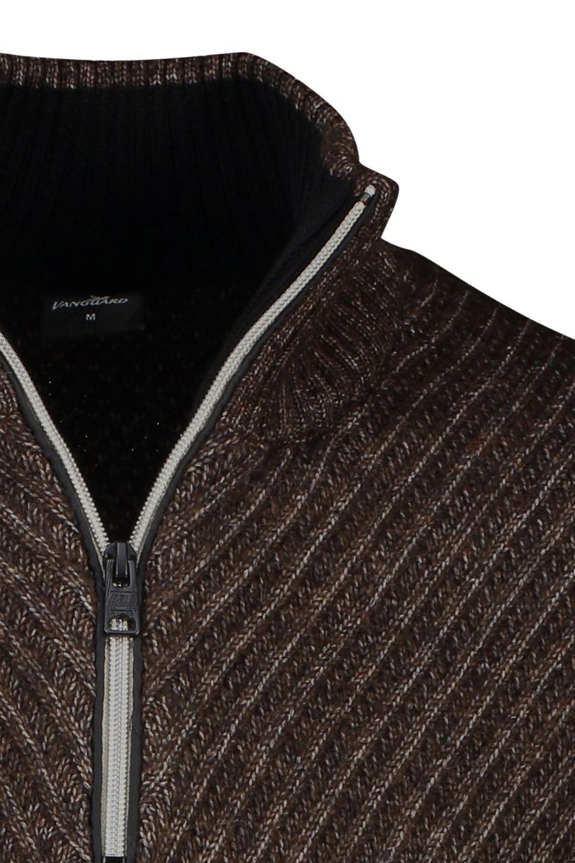 Vanguard donkerbruine half zip sweater structuur