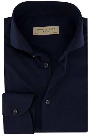 John Miller ml7 overhemd donkerblauw slim fit katoen